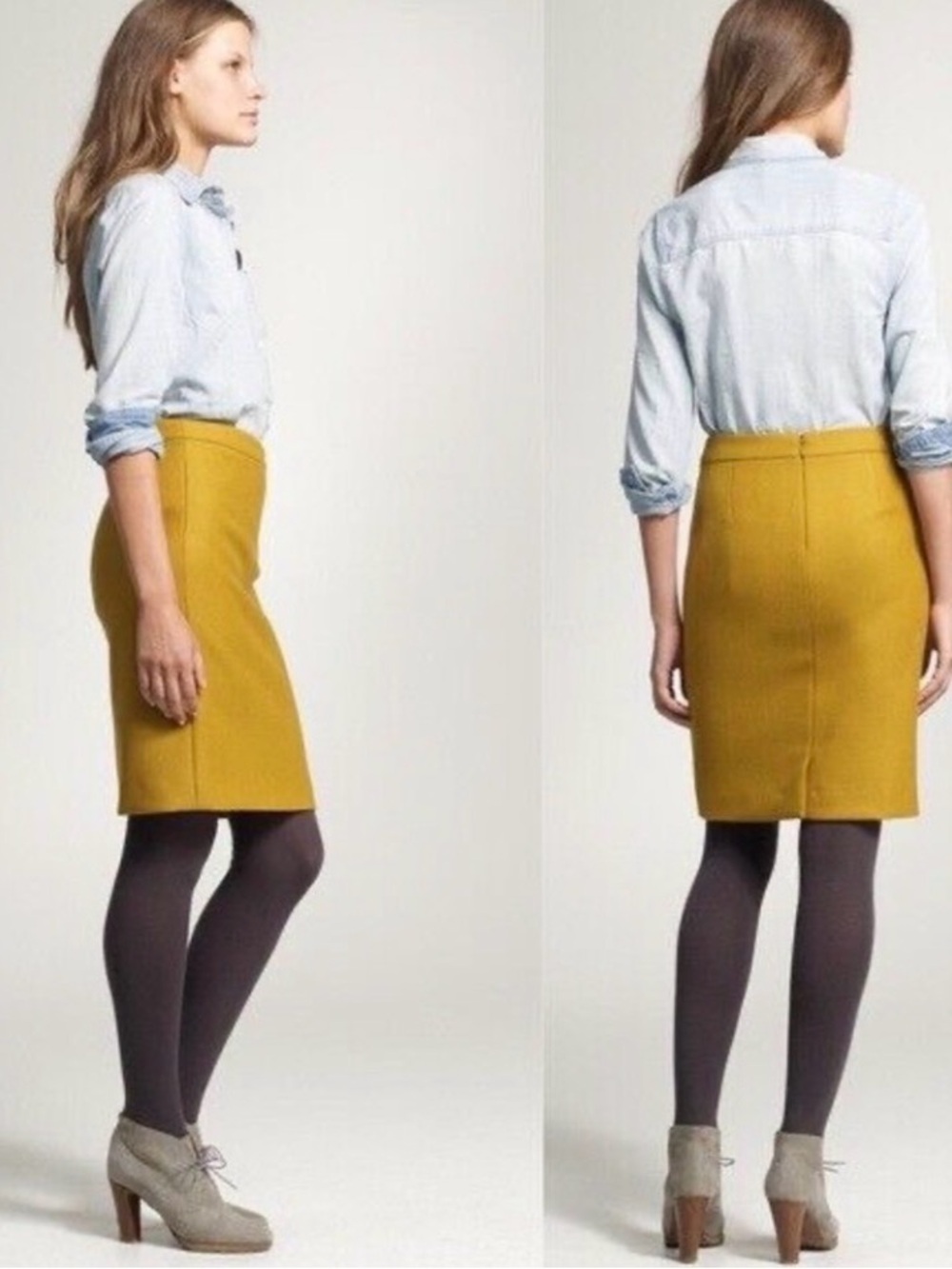 J. Crew Mustard Wool Pencil Skirt